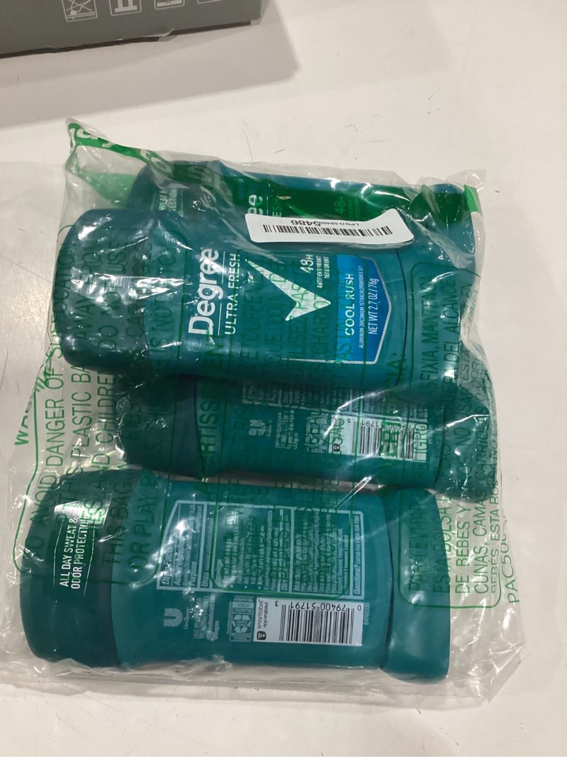 Condition photo showing New/Like New for degree men ultra fresh antiperspirant deodorant stick for men 4 pack cool rush 2.7 oz