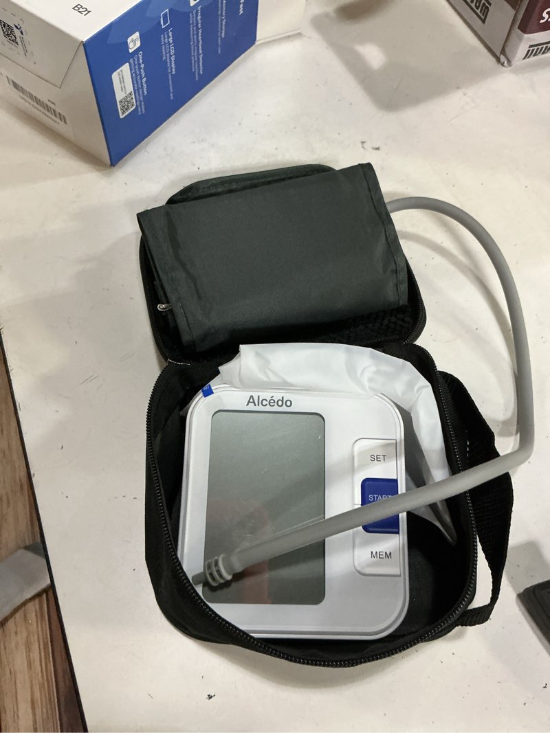 Condition photo showing New/Like New for alcedo blood pressure monitor for home use, automatic digital bp machine with large cuff for upper arm, lcd screen, 2x120 memory, talking function