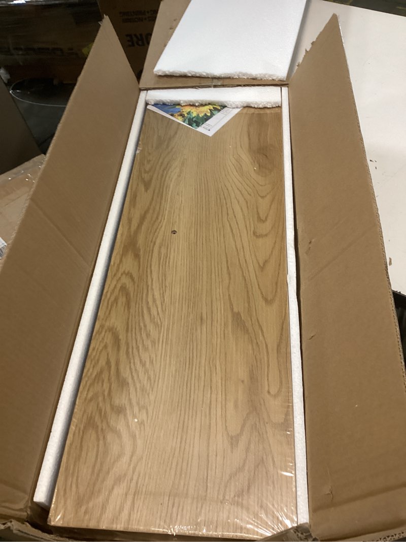 Condition photo showing New/Like New for Fun Memories 55 Inch Floating Shelves for Wall 2 Pack Shelves for Bedroom|Kitchen|Bathroom 55 x 9.3 Inch Wood Floating Shelf with Invisible Brackets for Books|Storage|Decor, Oak Oak 55"W x 9.3"D, 2 Pack