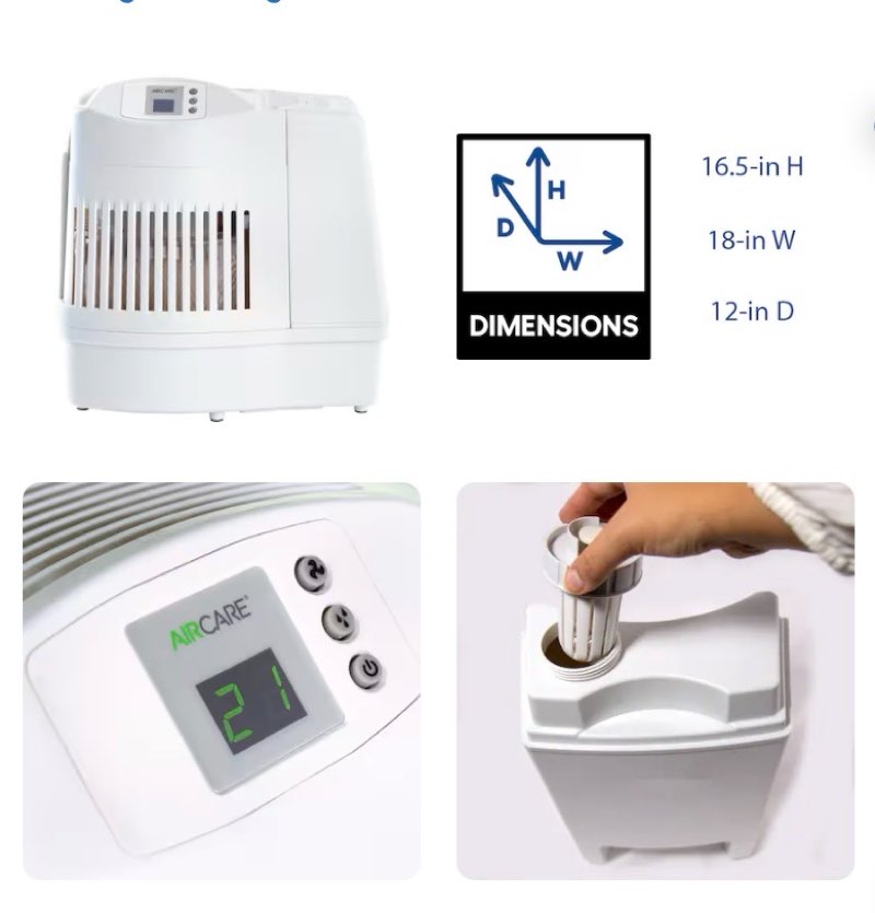 AIRCARE Mini-Console Evaporative Large Room Console Humidifier - Off-white