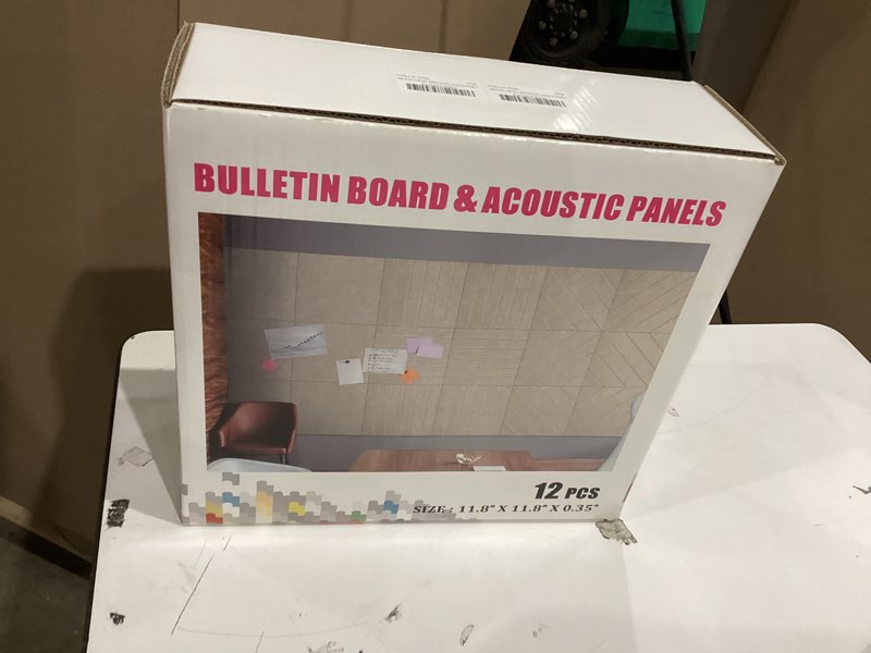 Condition photo showing New/Like New for UMIACOUSTICS 12 PCS Equidistant Slotting Acoustic Panels,11.8" x 11.8" x 0.35" Sound Proof Wall Panels, Sound Absorbing Panels and Cork Board for Office, Studio, Home Theater, Black