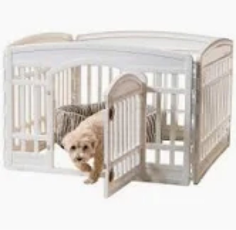 IRIS USA 24" 4-Panel Dog Playpen with Door, 35 x 35 x 24, Puppy Playpen, Dog Play Pen Indoors, Pet F