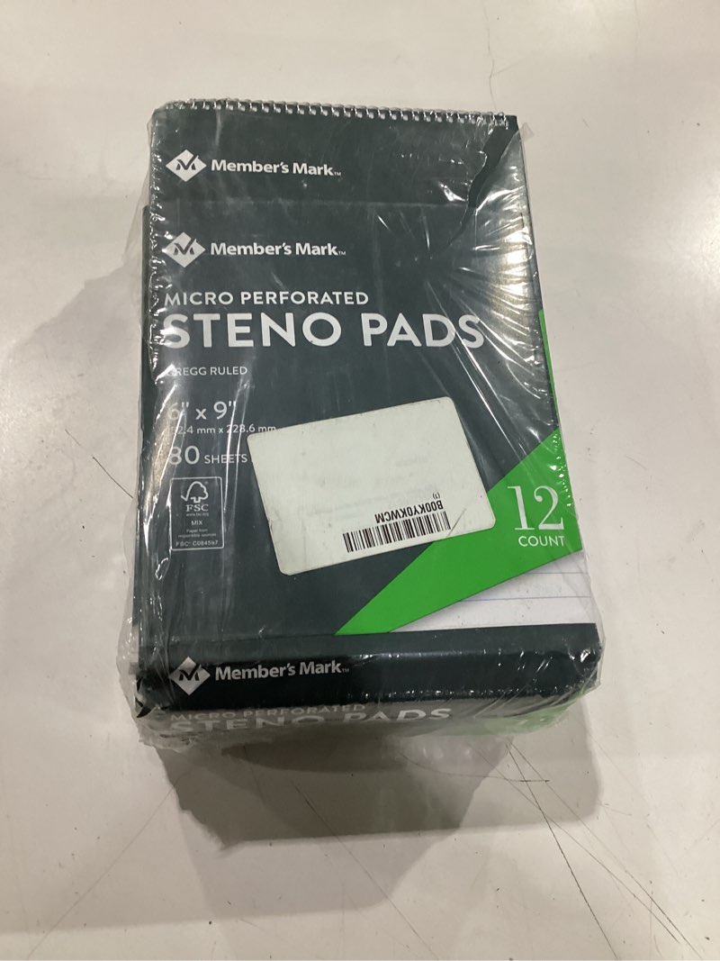 Condition photo showing Good Condition for member's mark perforated steno pad, 6\" x 9\", white, 12pk.