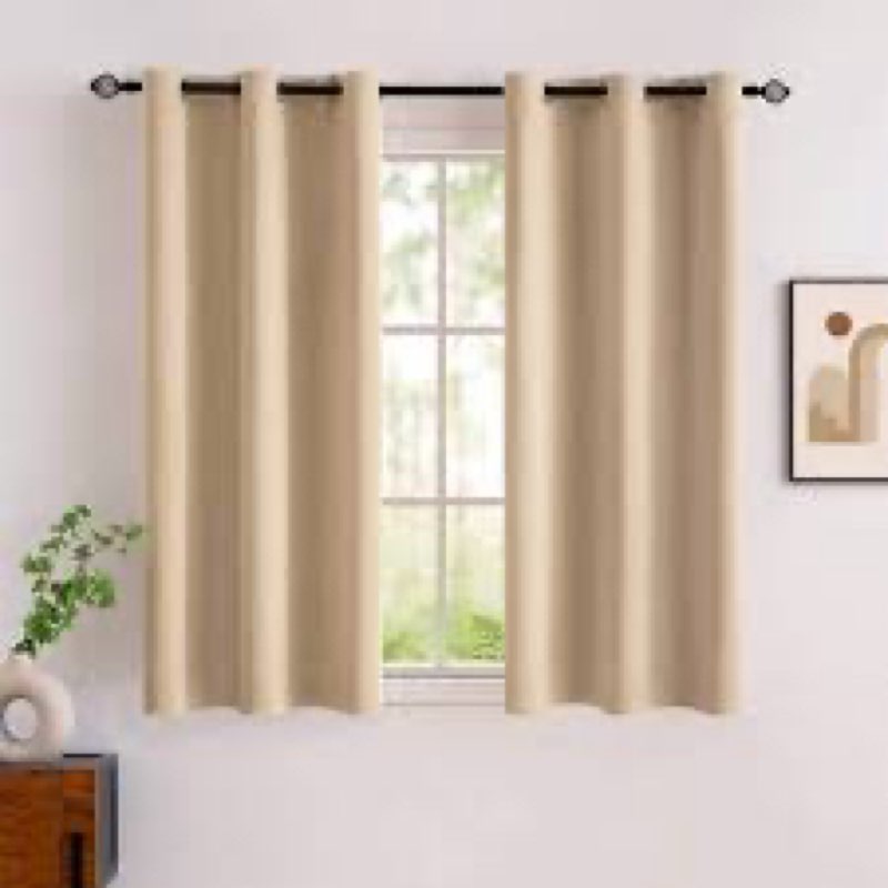 miulee room darkening curtains thermal insulated drapes solid window treatment set grommet top light blocking blackout curtain for living room/bedroom 2 panels 42 x 63 inch baby pink 42\"w x 63\"l (pack of 2) baby pink beige 
