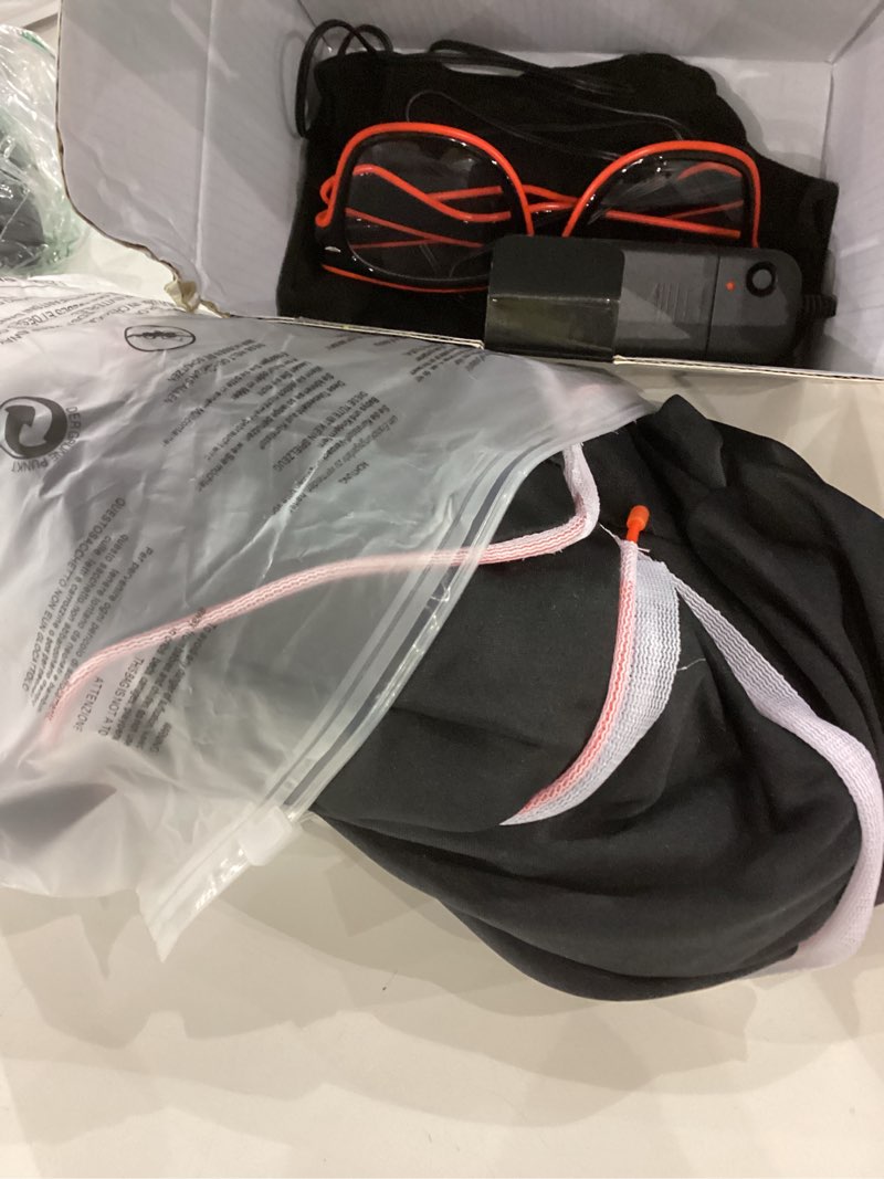 Bloremed Stick Figure Costume Kids Stickman Jumpsuit with Light up Glasses Halloween Glow in the Dar