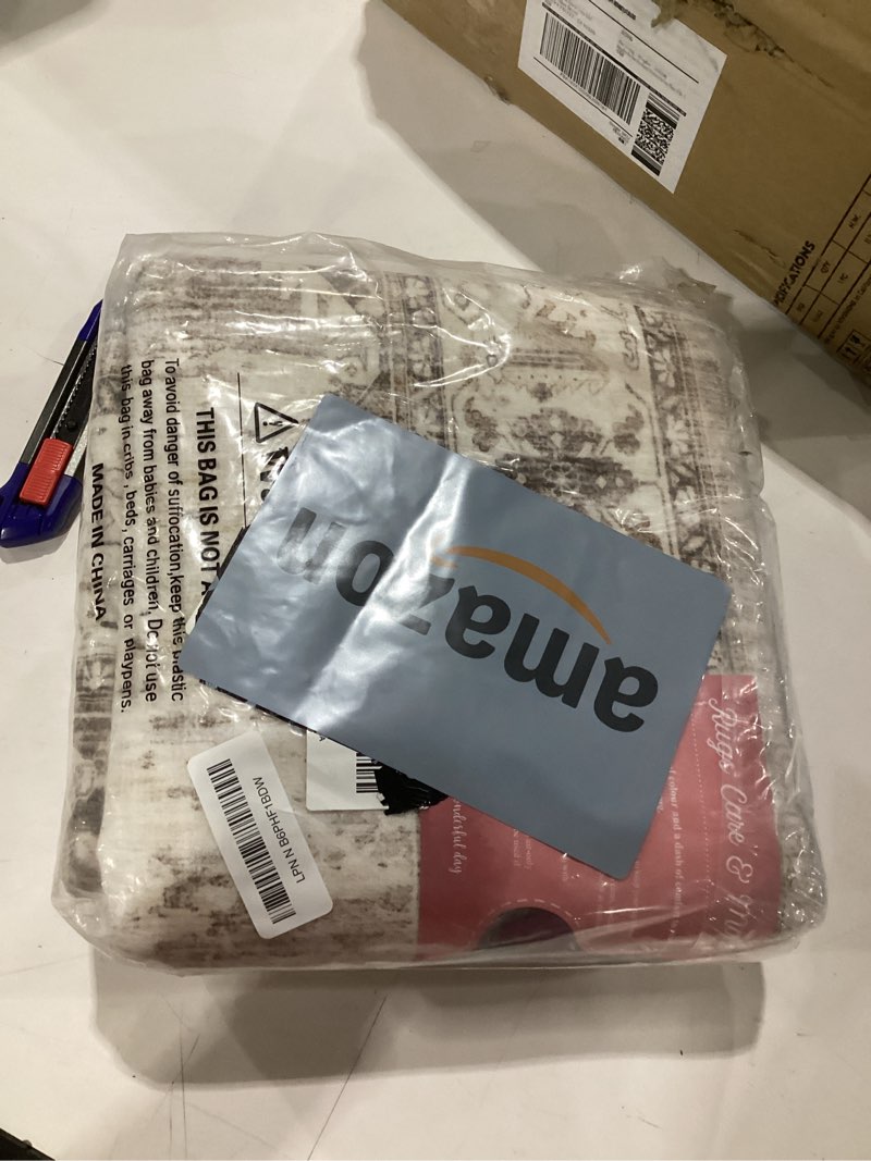 Condition photo showing Good Condition for washable area rugs 3x5 entryway: soft low pile mat machine washable indoor doormat lightweight entry rug anti slip backing rugs for living room bedroom kitchen bathroom 3'x5' beige beige 3' x 5' (rectangular)