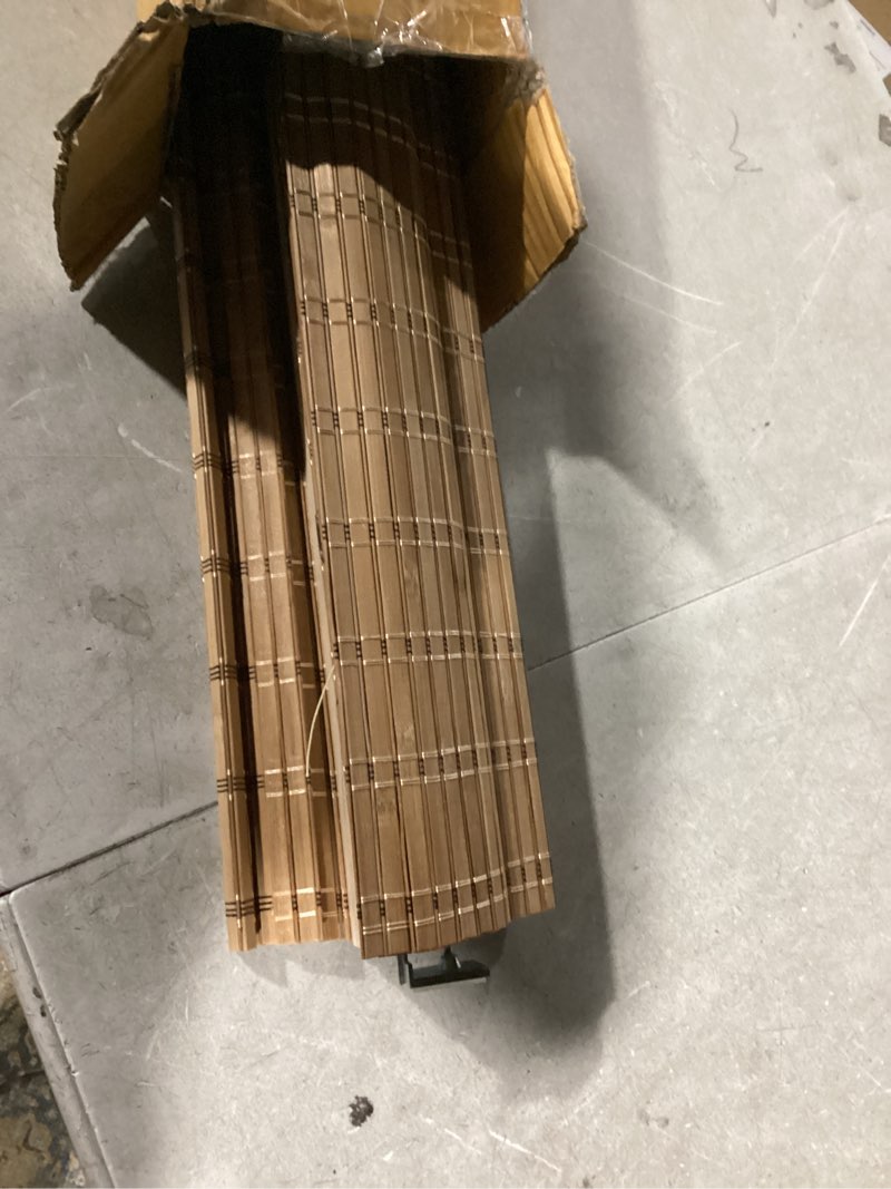 Condition photo showing Good Condition for lazblinds no tools no drill cordless bamboo roman shades, light filtering window treatment, roll up bamboo blinds for window 27'' w x 64'' h, brown brown206 27'' w x 64'' h