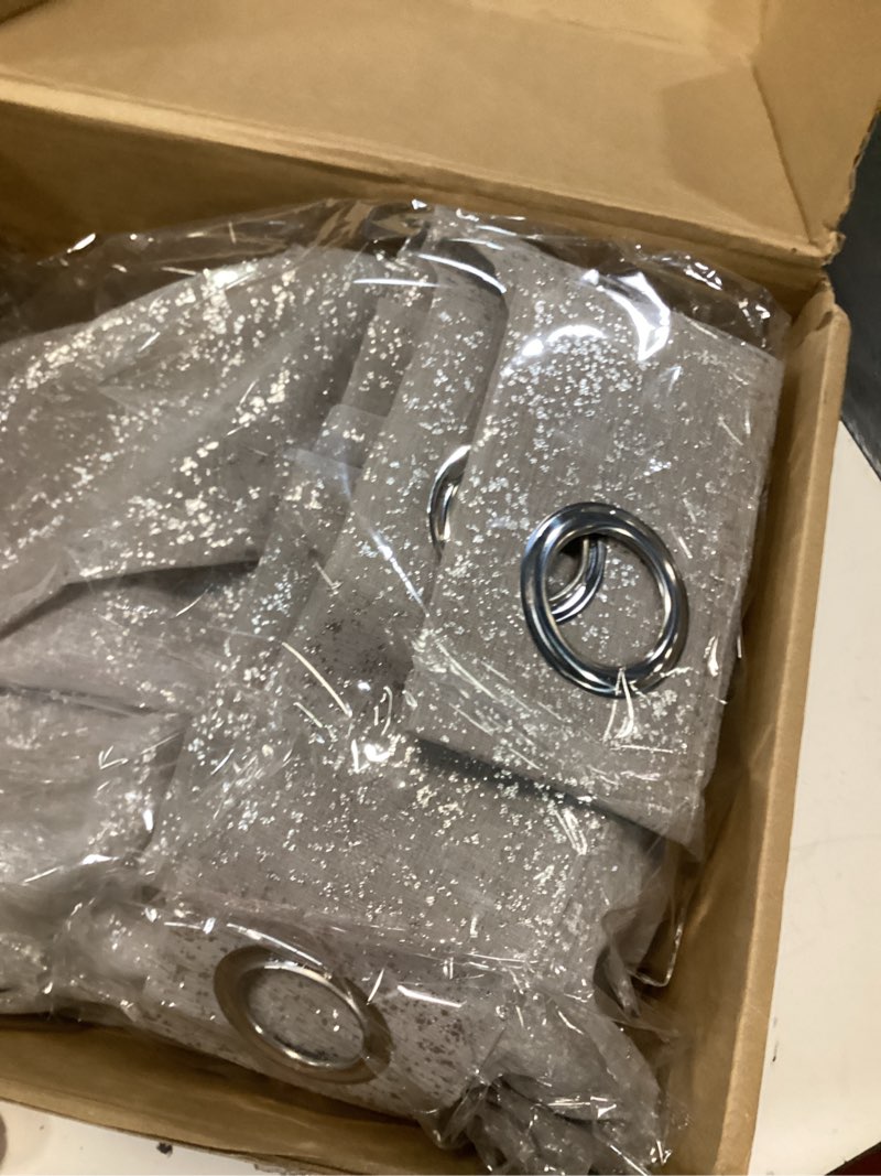 Condition photo showing New/Like New for princedeco blackout curtains 84 inch length 2 panels set 100% blackout long drapes for bedroom living room darkening curtain thermal insulated back tab rod pocket(52x84 inch,glacier gray) glacier gray 52"w x 84"l (pack of 2)