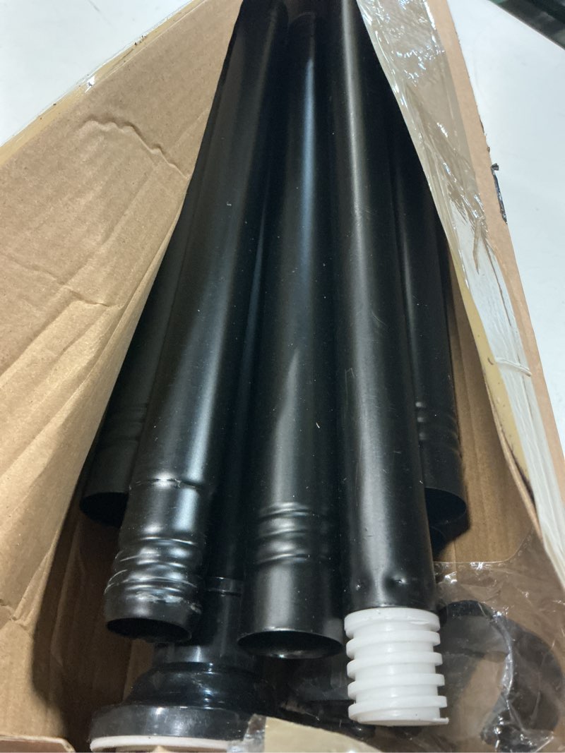 Condition photo showing As Is for black long curtain rod tension shower curtain rods 30 to 130 inch adjustable spring heavy duty rods for bathroom windows outdoor spliced and telescopic design no drill no slip stainless steel 30-130“ black