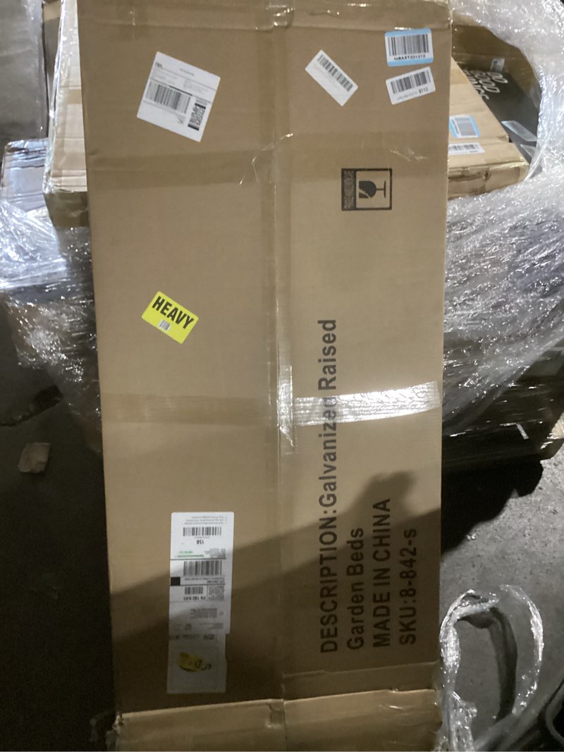 Condition photo showing New/Like New for 8x4x2ft metal raised garden bed kit, large raised beds outdoor, rectangle raised flower bed for gardening,galvanized planter box for vegetables, fruits, flowers, silver sliver 8x4x2ft