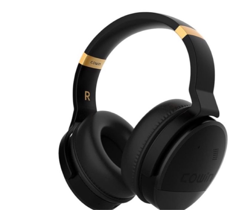 bluetooth 5.0 wireless over-ear headphones with mic anc active noise cancelling foldable headsets, hi-fi stereo deep bass soft protein earpads for sports/tv/work,gold
