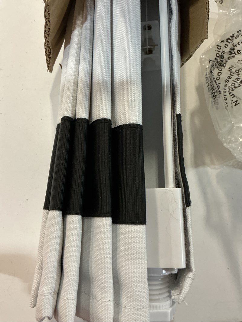 Condition photo showing Good Condition for LazBlinds No Tools No Drill Cordless Roman Shades for Windows, Blackout Thermal Insulated UV Blocking Window Blinds, Room Darkening Fabric Blinds for Indoor Windows, 29'' W x 64'' H, White-Black White-black (Blackout) 29" W x 64" H