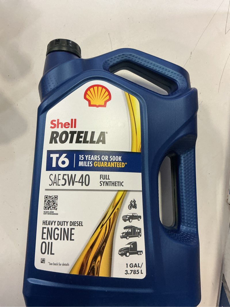 Condition photo showing New/Like New for shell rotella 5w-40 4-cycle synthetic motor oil 1 gal 1 pk