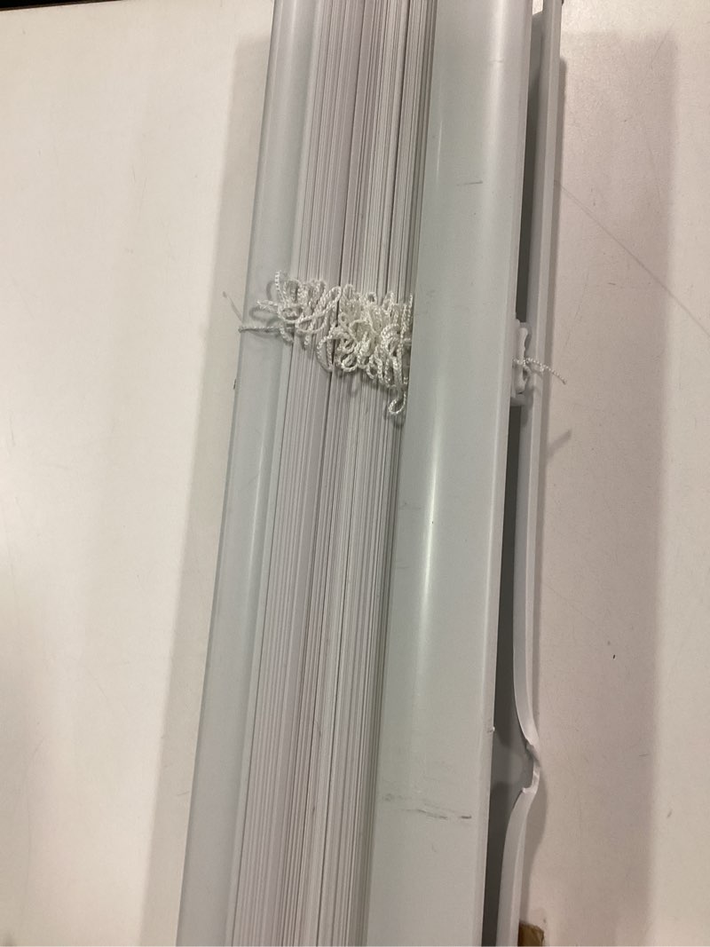 Condition photo showing Good Condition for LazBlinds No Tools No Drill 1" Vinyl Mini Blinds, Cordless Blinds for Windows, Light Filtering Horizontal Window Blinds & Shades, 64”W x 48" H, White