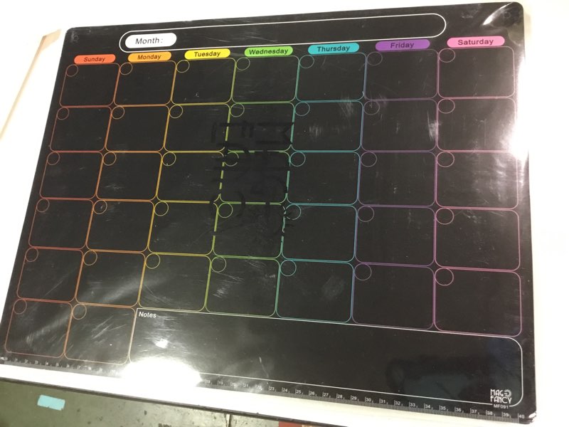 Condition photo showing Good Condition for MAG-FANCY Magnetic Calendar for Refrigerator Dry Erase Calendar Black Monthly Chalkboard Planning Board 6 Fine Tip Wet Erase Markers & Mounts for Wall Hanging Black monthly planner