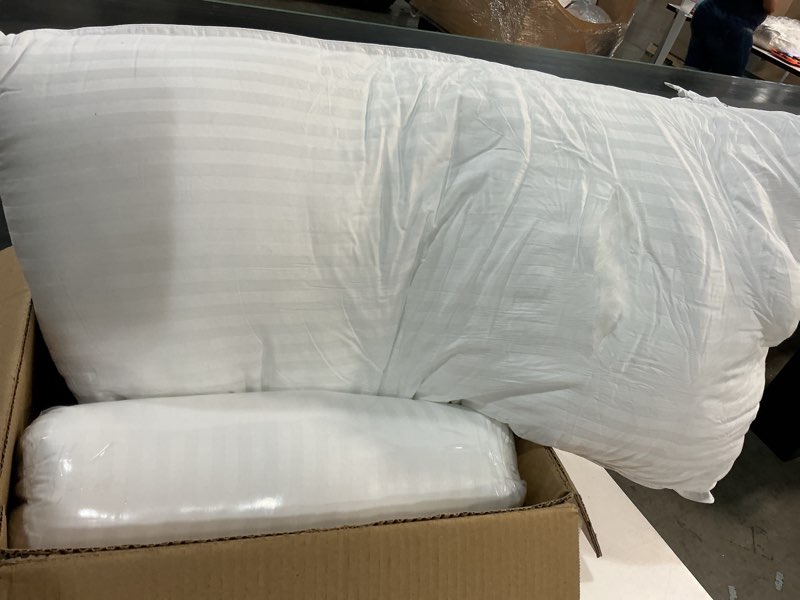 Condition photo showing As Is for beckham hotel collection bed pillows king size set of 2 | down alternative pillow for back, stomach or side sleepers king white