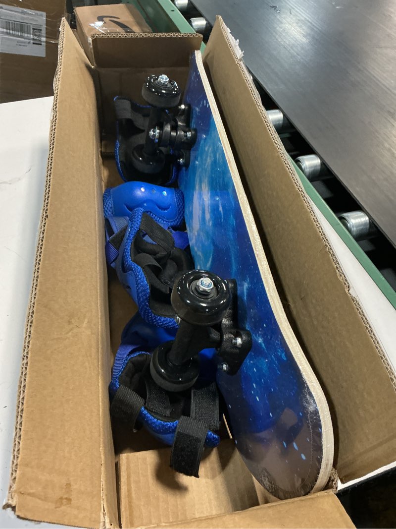 Condition photo showing Good Condition for honoson 7 pcs skateboard for toddlers beginners knee elbow pads wrist guards gear set age 6-10 kids 24 x 6" starry blue