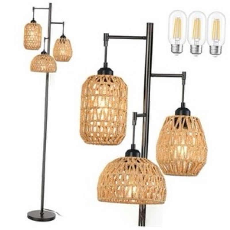 (Similar)Living Room Bedroom,Farmhouse Floor Lamps Rustic 3 LightsBoho