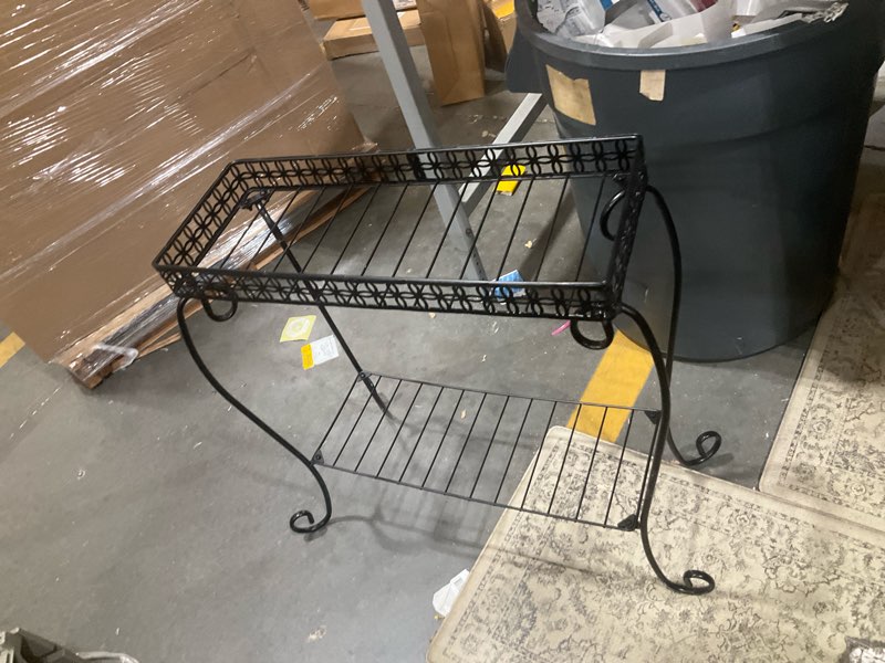 Metal framed standing basket table