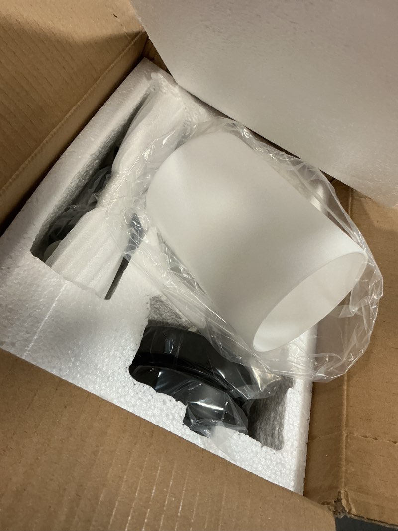 Condition photo showing Good Condition for mid century modern wall lamp 2 pack with white cylinder glass shades matte black wall sconce bathroom vanity lighting industrial farmhouse wall light fixtures for mirror bedroom living room