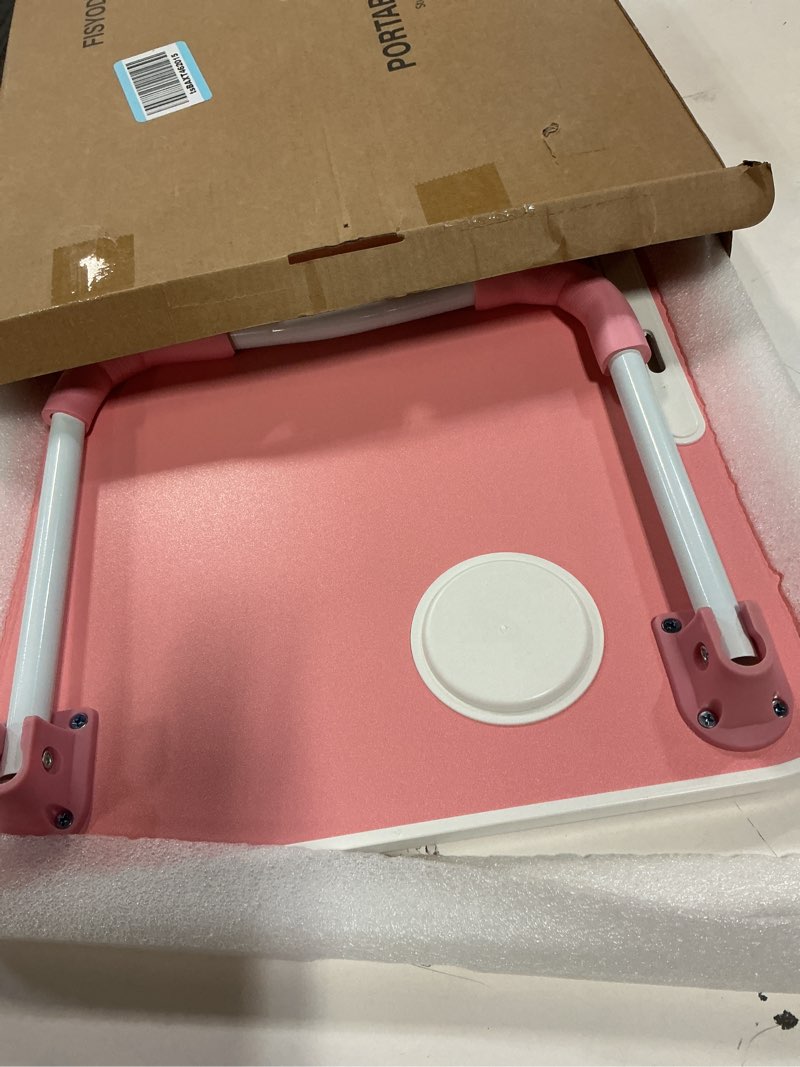 Condition photo showing Good Condition for Foldable Laptop Table, Portable Lap Desk Bed Table Tray, Laptop Stand with Cup Holder & Tablet Slot & Lifting Handle for Working Writing Drawing & Eating (Pink)