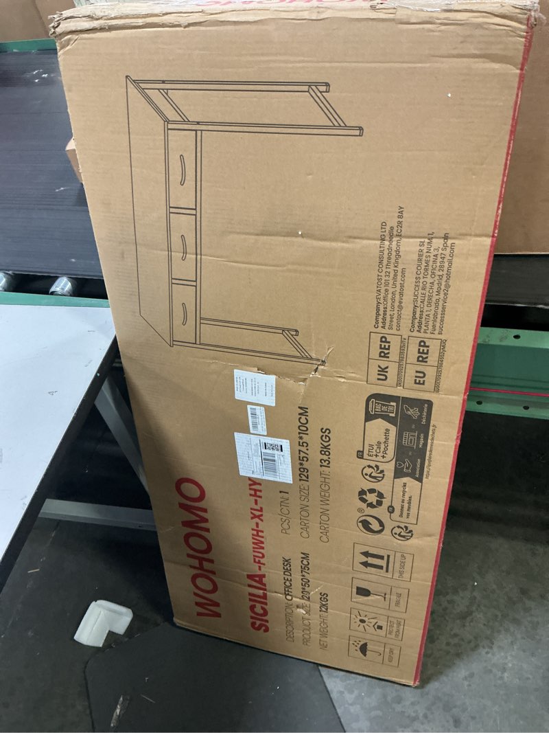 Condition photo showing New/Like New for WOHOMO Computer Desk with 3 Drawers, 47.2 Inch Small Vanity Desk with Storage, Home Office Bedroom Desk for Small Spaces, Modern Work Writing Study Gaming Tables, White