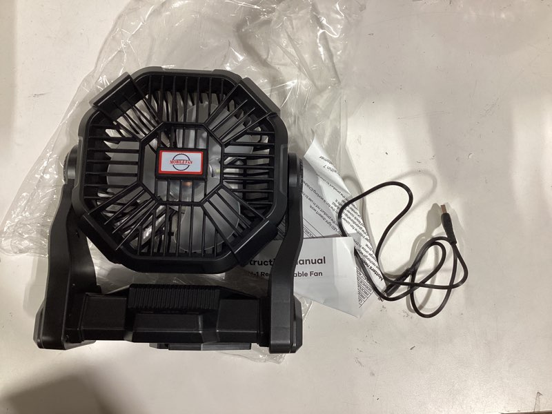 Condition photo showing Good Condition for dowilldo 30000mah portable battery powered camping fan - with led light, quiet battery operated, camping gear for travel, tent, beach, car or hurricane power outages, black black 30000mah
