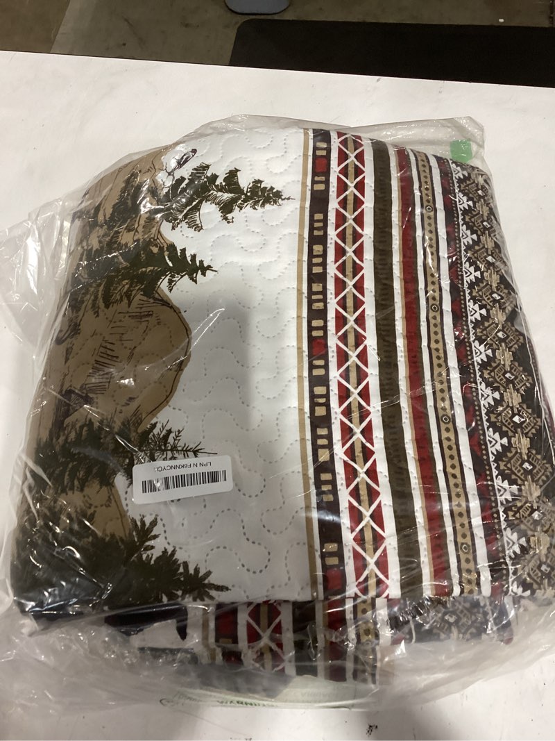 Condition photo showing Good Condition for ppolca cabin king quilt bedding set, christmas lightweight reversible rustic bear bedspread coverlet, 3-piece lodge bed cover quilt with 2 pillow shams for all season, brown brown king