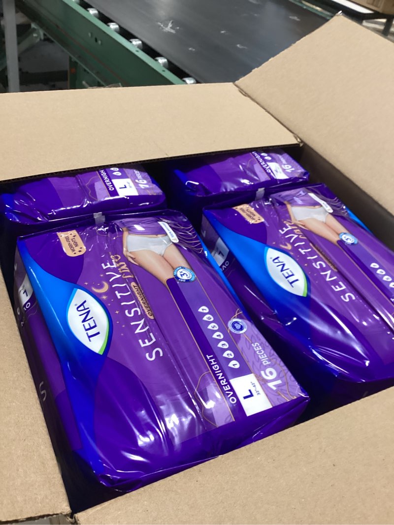 Condition photo showing Good Condition for tena sensitive care overnight incontinence underwear for women large, 64 count (new sizing) large 64