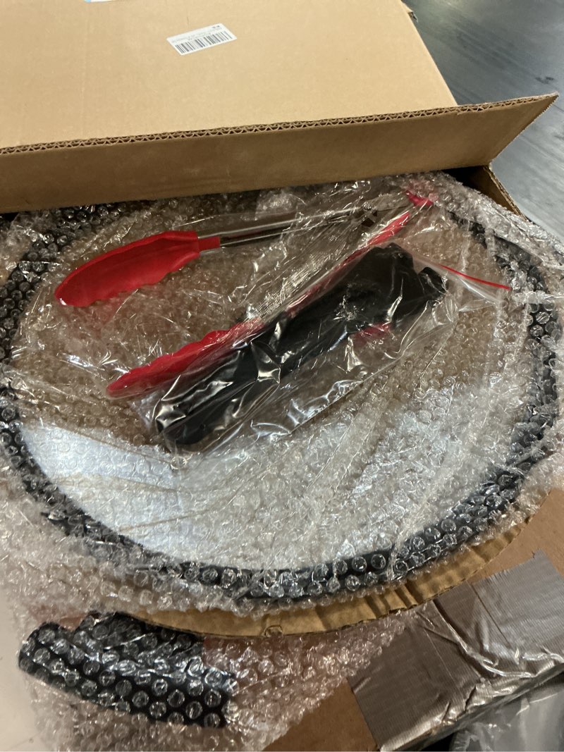 Condition photo showing New/Like New for Bobikuke 13.5-Inch Paella Pan with Lid, 2-In-1 Nonstick Large Frying Pans Skillet with Helper Handle, PTFE & PFAS-Free, 5-Quart Deep Saute Pan For Outdoors, Camping, Parties, Induction Compatible Red 13.5 Inch-with Lid