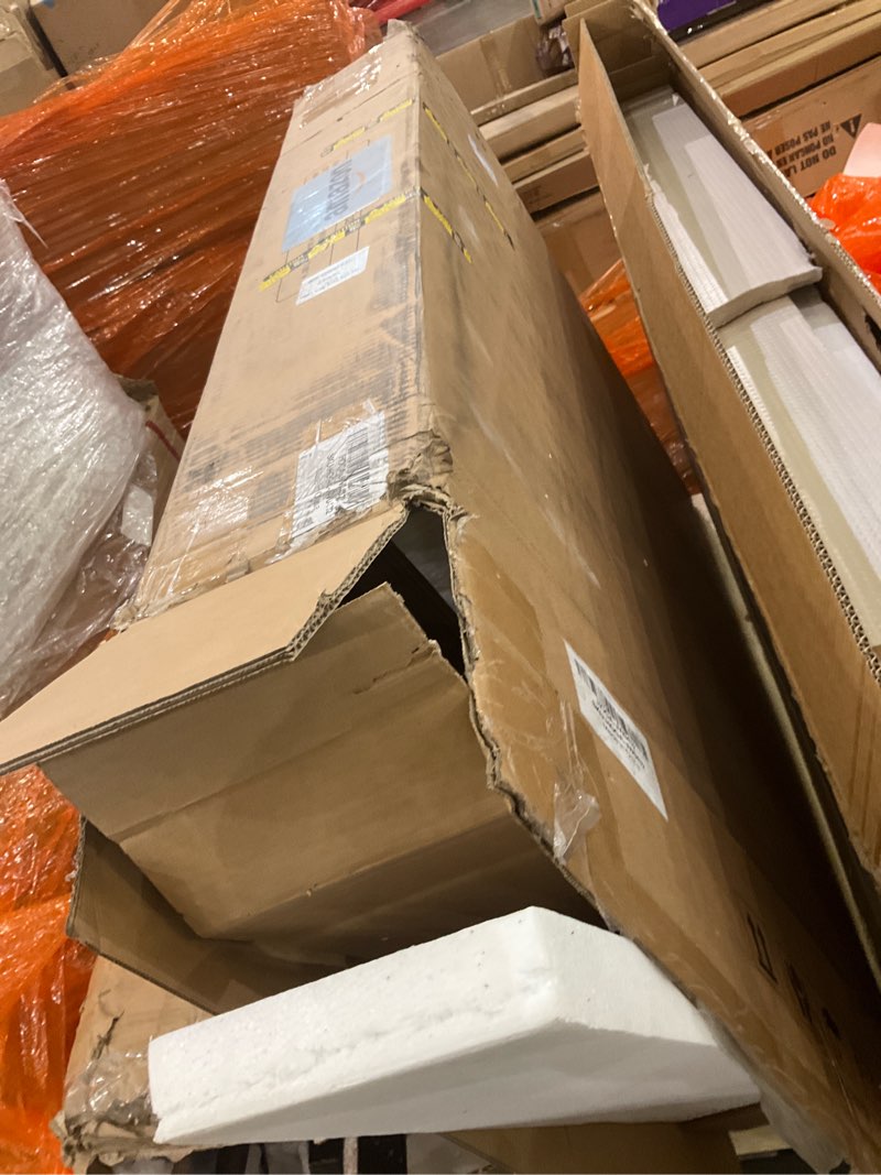 Condition photo showing As Is for Tribesigns Farmhouse Dining Table for 6 People, 70.8-Inch Rectangular Wood Dining Table, Rustic Kitchen Table with Heavy Duty Metal Legs for Dining Room (Brown/White)