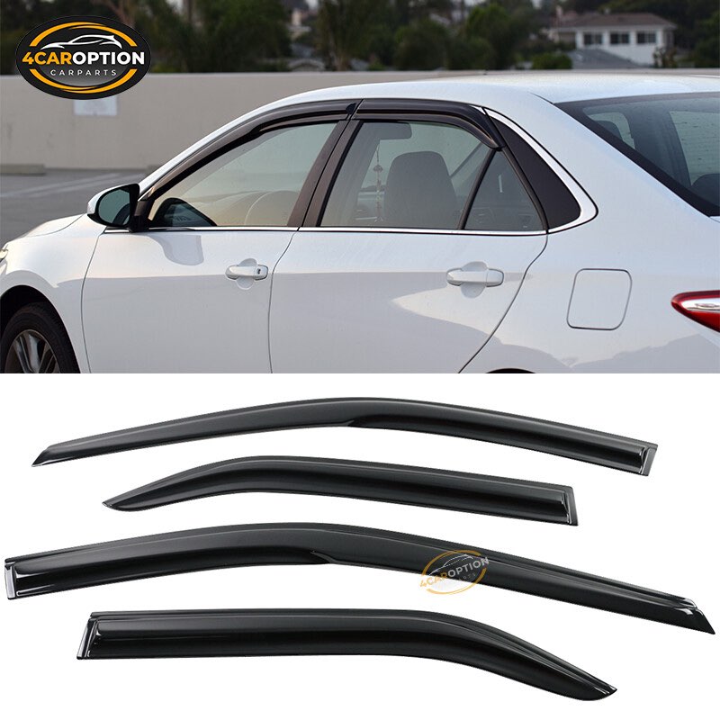 quxunzzz rain guards side window visor vent outside mount, 4pcs fits for toyota camry 2012 2013 2014