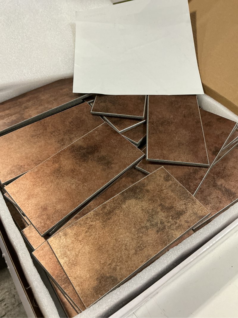 Condition photo showing Good Condition for copper peel and stick backsplash subway tile, 3"x6" antique copper self-adhesive stick on wall tiles for kitchen bathroom fireplace(48 pieces) 48 antique copper