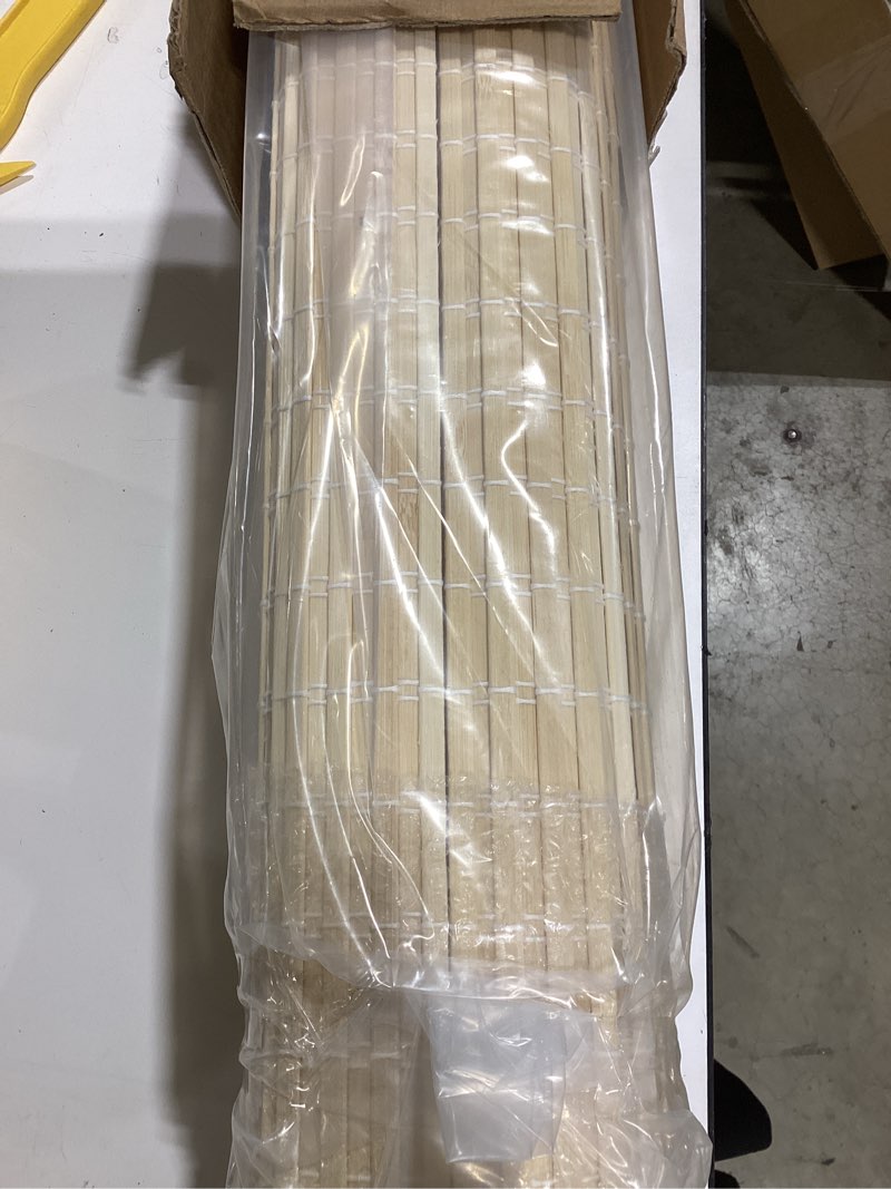 Condition photo showing Good Condition for LazBlinds No Tools No Drill Cordless Bamboo Roman Shades, Privacy Room Darkening Window Treatment, Roll Up Bamboo Blinds for Window 29'' W x 64'' H, DP-Natural Dp-natural 29'' W x 64'' H
