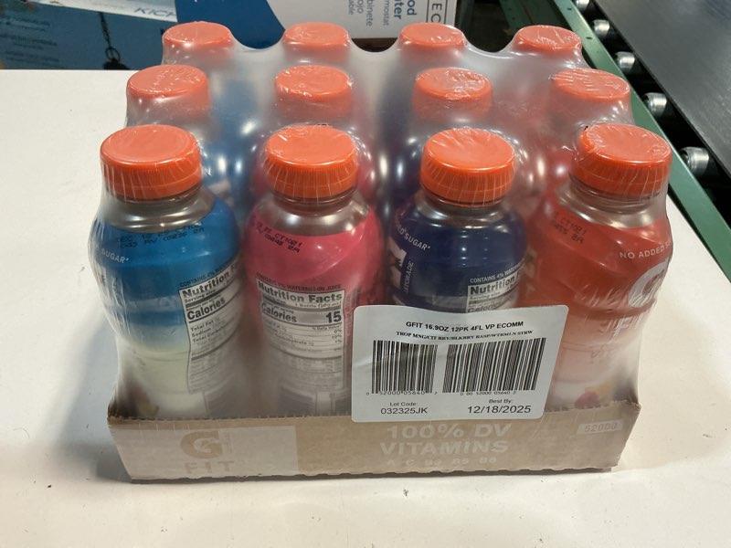 Condition photo showing New/Like New for (BEST BY/12/18/2025))Gatorade Fit Electrolyte Beverage  Healthy Real Hydration  New 2.0 4 Flavor Variety Pack  16.9.oz Bottles (12 Pack)