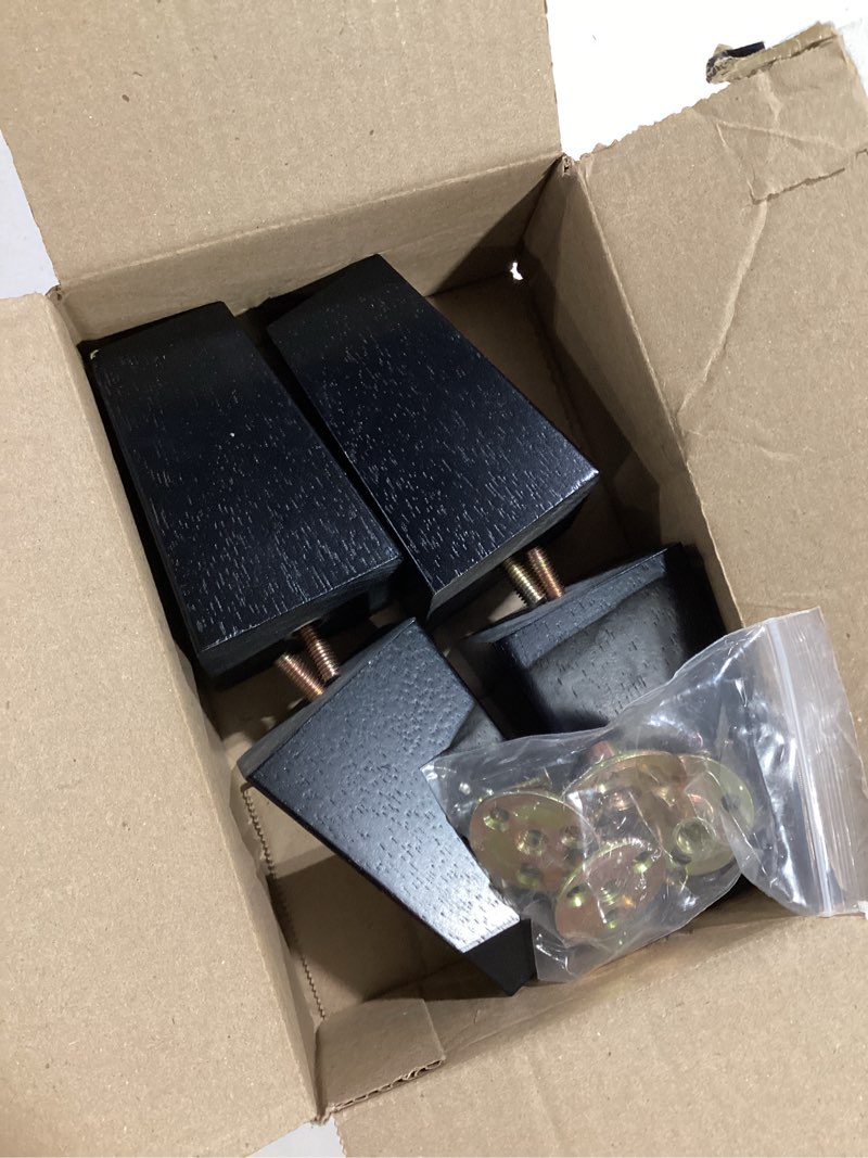 Condition photo showing Good Condition for 4 pcs 4 inch wood furniture legs - square sofa legs, couch leg -black mid-century modern replacement legs for armchair recliner coffee table dresser (4")