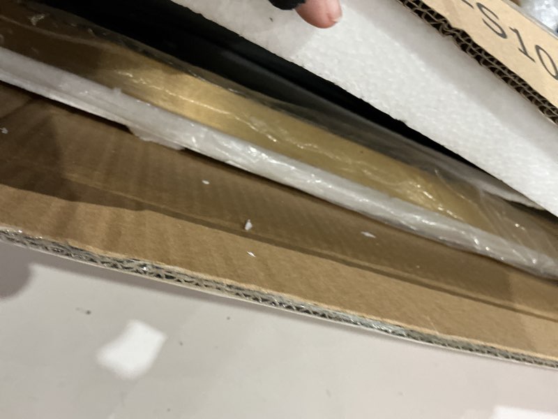 Condition photo showing Good Condition for andy star gold vanity mirror, 22x30 inch brushed gold bathroom mirror, antique brass asymmetrical mirror in rust-proof stainless steel metal frame, unique butterfly shape, ideal for home remodel brushed gold 30"l x 22"w
