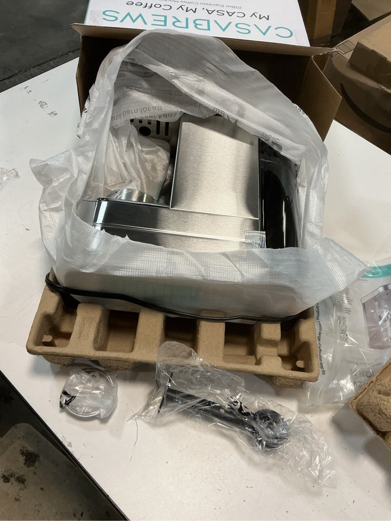 Condition photo showing New/Like New for CASABREWS CM5418 Espresso Machine 20 Bar, Compact Espresso Maker with Steam Milk Frother, Stainless Steel Coffee Machine with 34oz Removable Water Tank for Cappuccino, Gift for Women or Men, Silver A-Silver Button