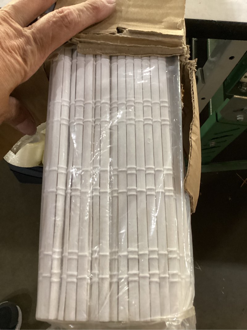 Condition photo showing Good Condition for lazblinds no drill bamboo roman shades, 34x64, ceylon vintage white | light filtering window treatment, no tools cordless roll up bamboo blinds for window ceylon vintage white 34'' w x 64'' h