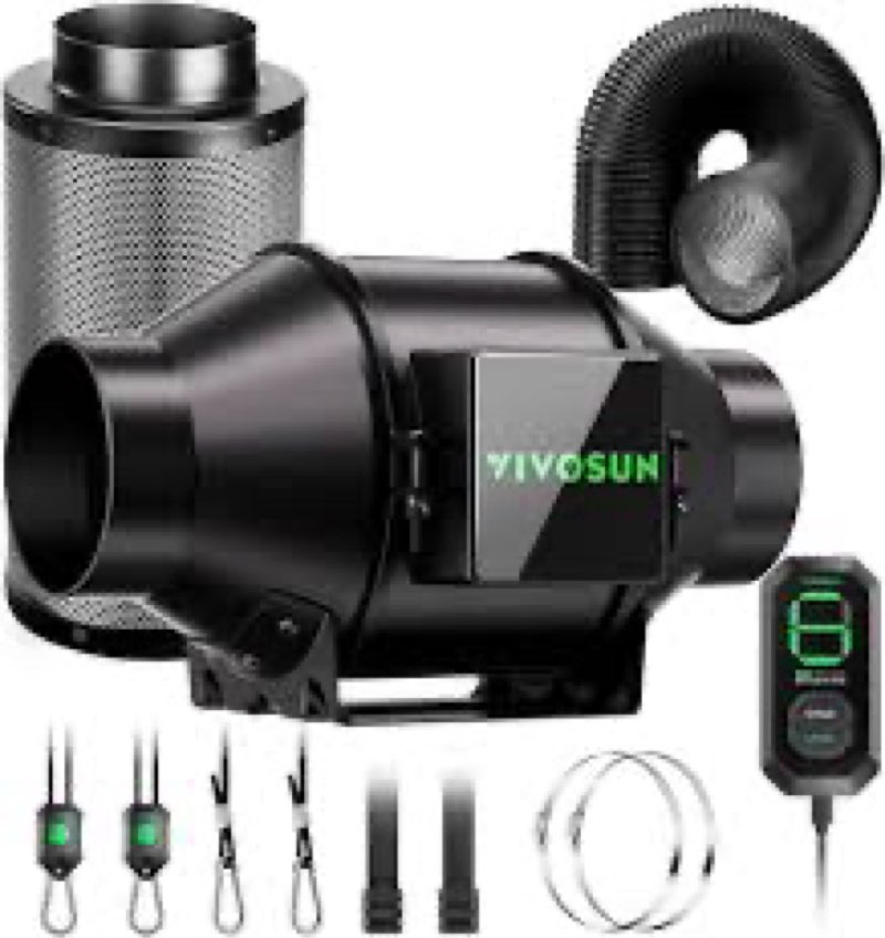 VIVOSUN Smart Air Filtration G4 Kit 4", AeroZesh G4 Inline Duct Fan with E12 Speed Controller, Carbo