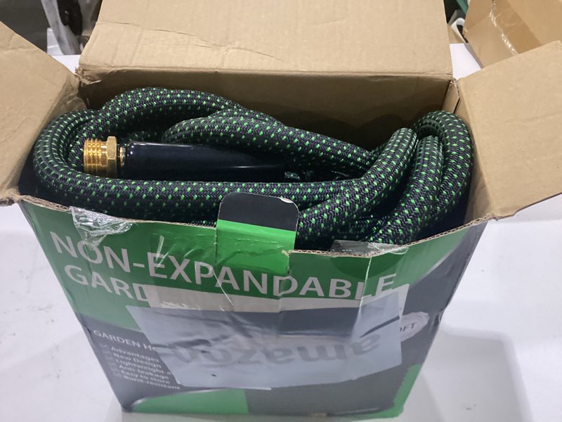 Condition photo showing Good Condition for garden hose 50ft, non-expanding flexible hose with 10 function nozzle, lightweight, kink free, sturdy, leak-proof, portable, water hose 50ft for outdoor, yard, lawn, car wash and camper use black green 50ft