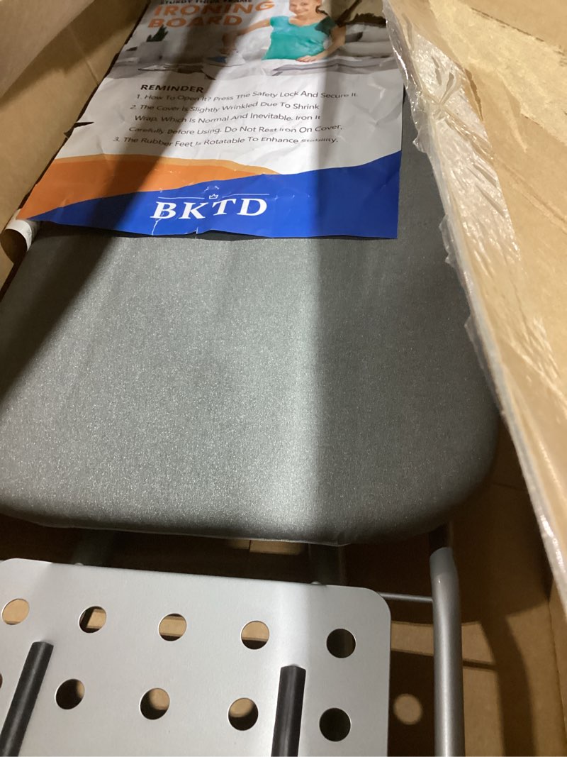 Condition photo showing Good Condition for bktd ironing board, heat resistant cover iron board with steam rest, non-slip foldable ironing stand. heavy sturdy metal frame legs iron stand(13 * 34 * 53 inches) (silver gray)