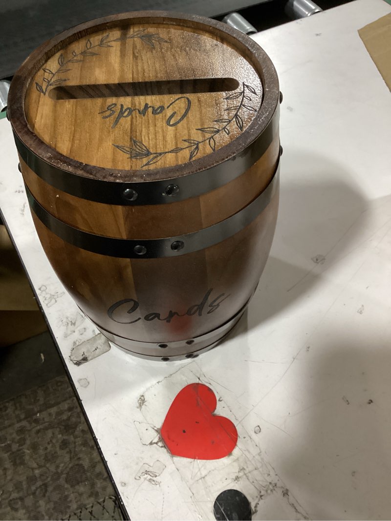 Condition photo showing Good Condition for ourwarm wooden wedding card box for reception, whiskey barrel gift card box for party, money envelope boxes with slot & holder for graduation bridal shower birthday wedding decor brown