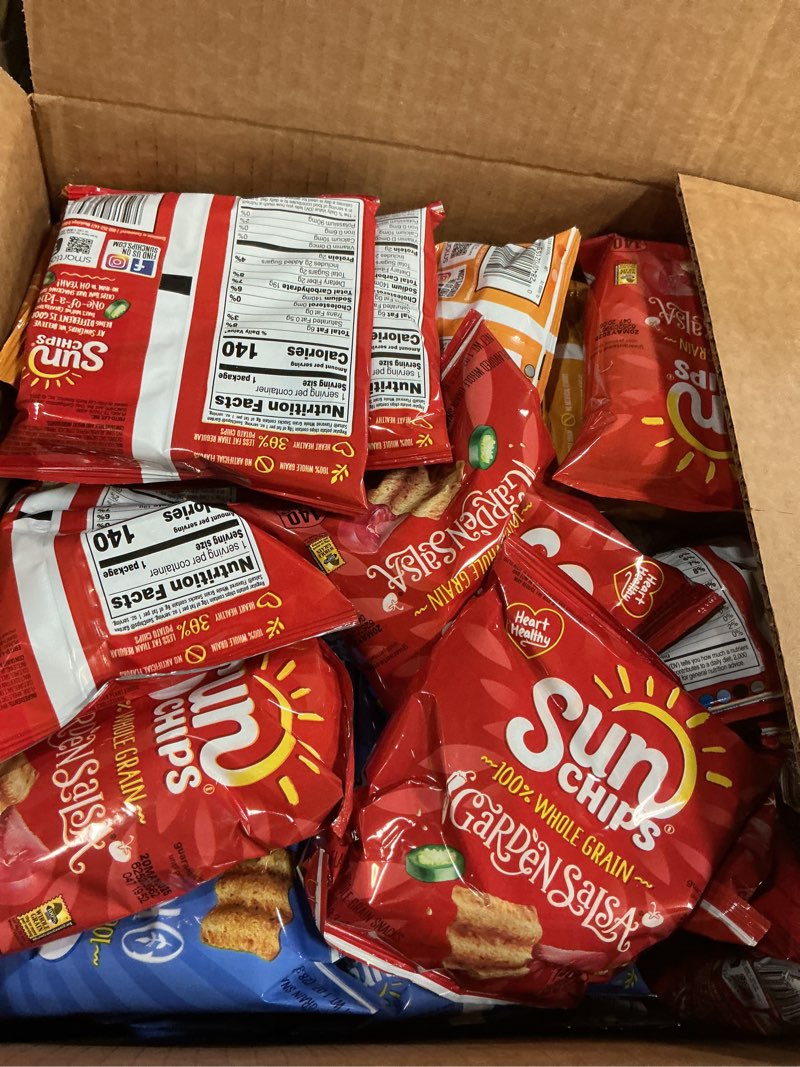Condition photo showing Good Condition for SunChips 100% Whole Grain Chips, Variety Pack, 1 oz Bags, Pack of 40, No Artificial Flavors, Colors Variety Pack 40 Count (Pack of 1)( BB may 06/2025) 
