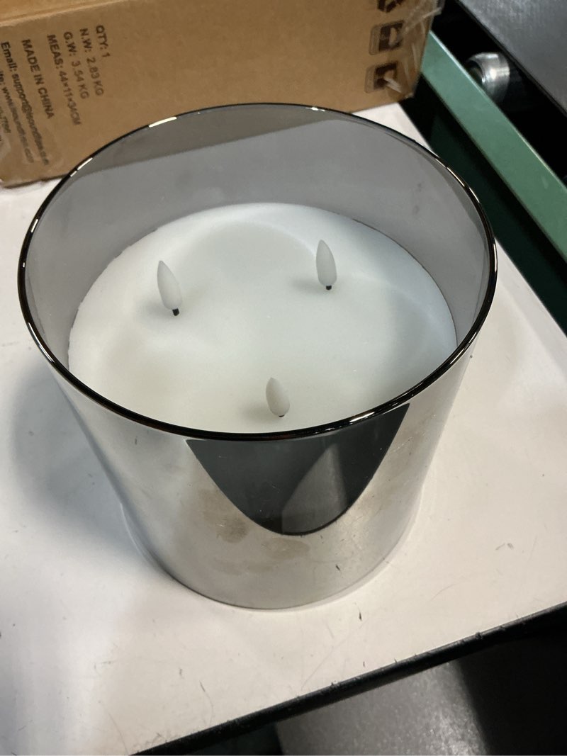 Condition photo showing Good Condition for Smoke Grey Glass LED Pillar Candle with Timer, 6"
