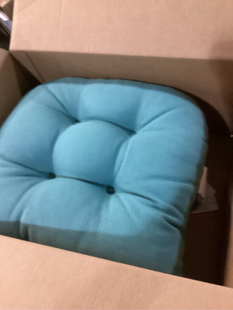 Condition photo showing New/Like New for Klear Vu Gripper Overstuffed Universal Non-Slip Dining Chair Cushions for Kitchen Decor or Office Use, U-Shaped Skid-Proof Seat Pad, 17x17 Inches, 2 Count (Pack of 1), Solid Teal Teal 2 Count (Pack of 1)