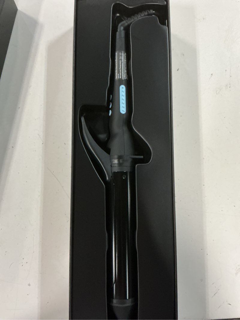 Condition photo showing As Is for bio ionic long barrel curling iron with moisture heat technology & nanoionic mx versatile curling wand - multiple barrel sizes for tight, classic, loose & soft curls 1.5 inch (soft curls) black