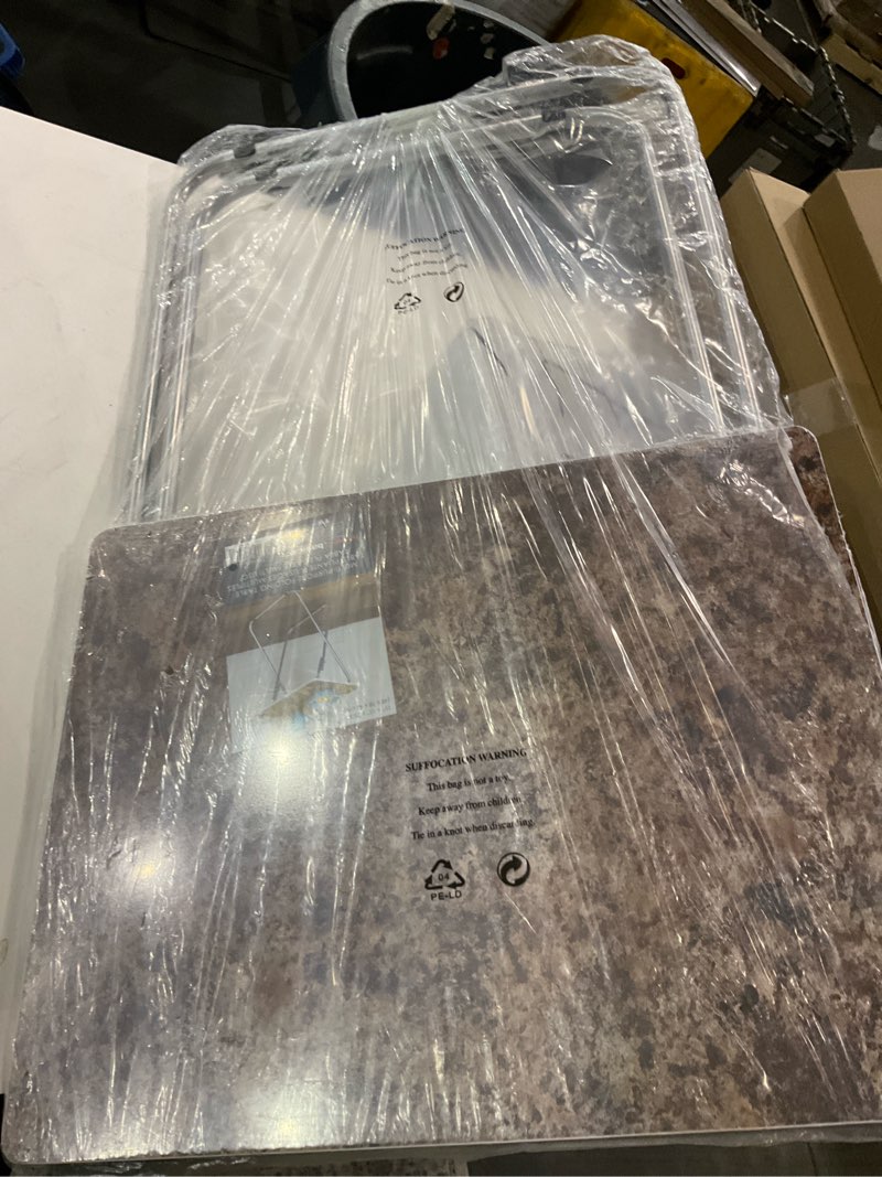 Condition photo showing New/Like New for Folding TV Tray Table by Home Basics | Large Surface Area with Brown Marble Like Design | Tubular Steel Frame | Easy Storage | Engineered Wood Smooth Surface