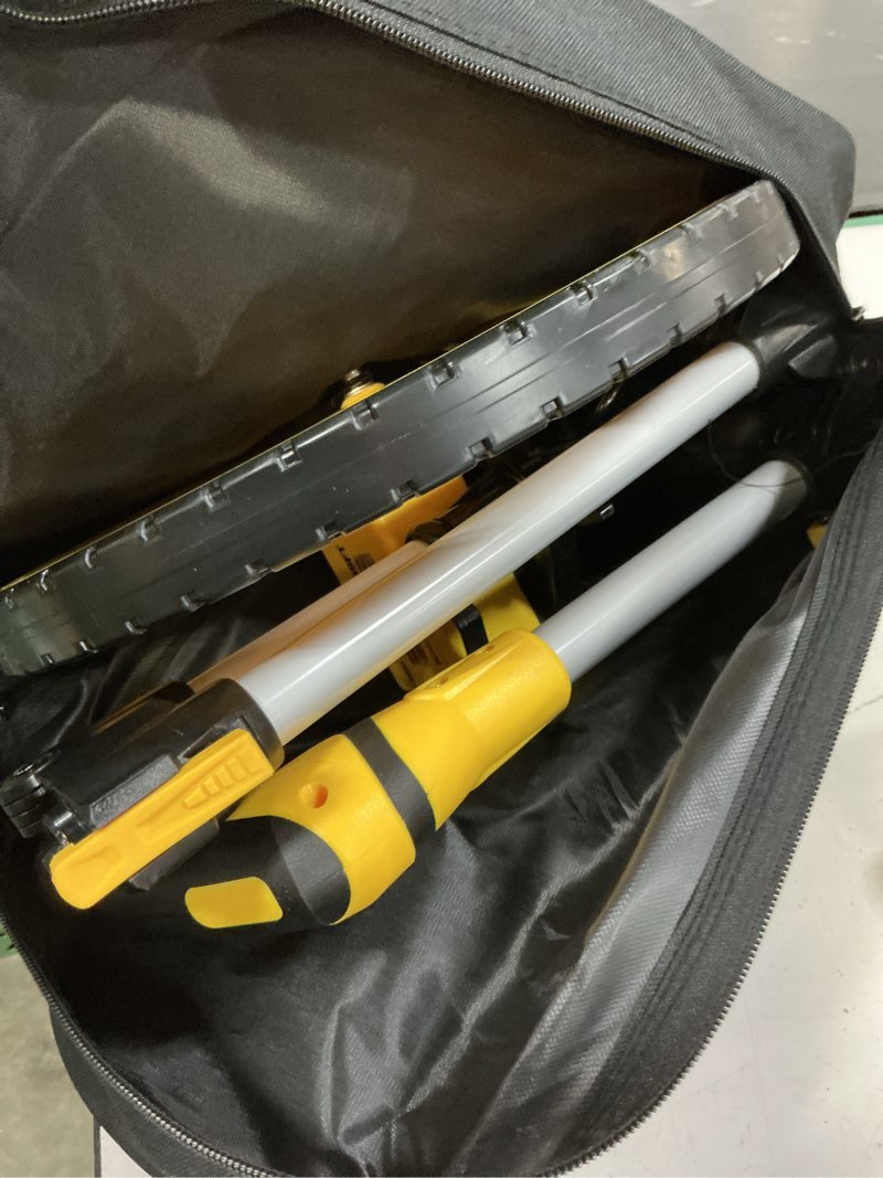 Condition photo showing Good Condition for zozen measuring wheel in feet and inches, mechanical/double collapsible/one key to reset/kickstand to keep stand/starting point arrow and cloth carrying bag, 0-9,999 ft measure wheel. 12inch