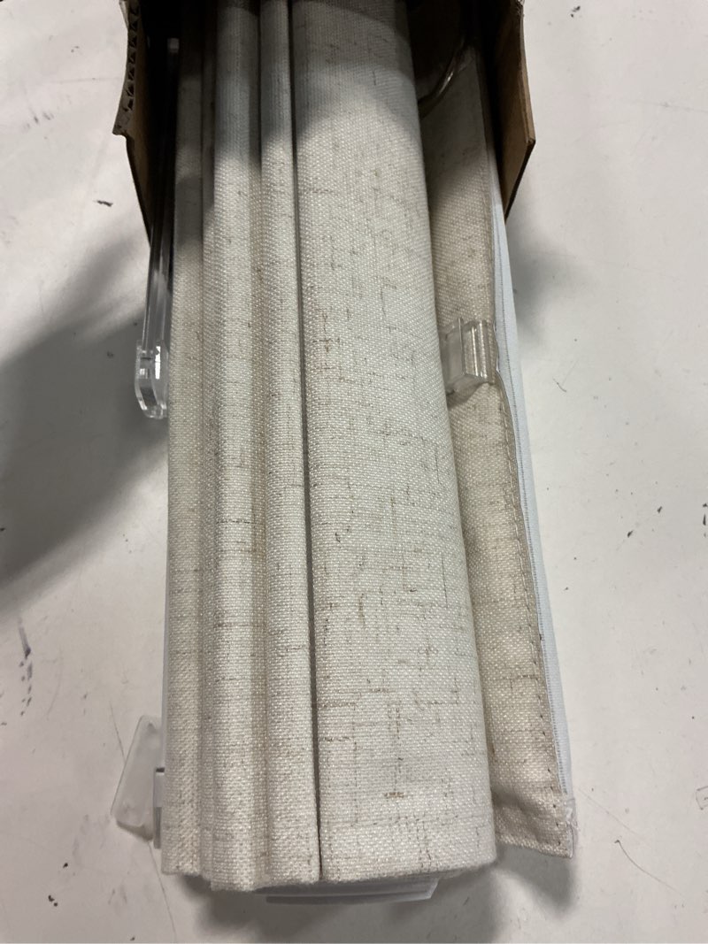 Condition photo showing Good Condition for chicology roman shades for windows, roman window shades, roman shades, blackout shades, window treatments, window shades for home, window shade, 27" w x 64" h, del mar moon shell (blackout) del mar moon shell (blackout) 27"w x 64"h